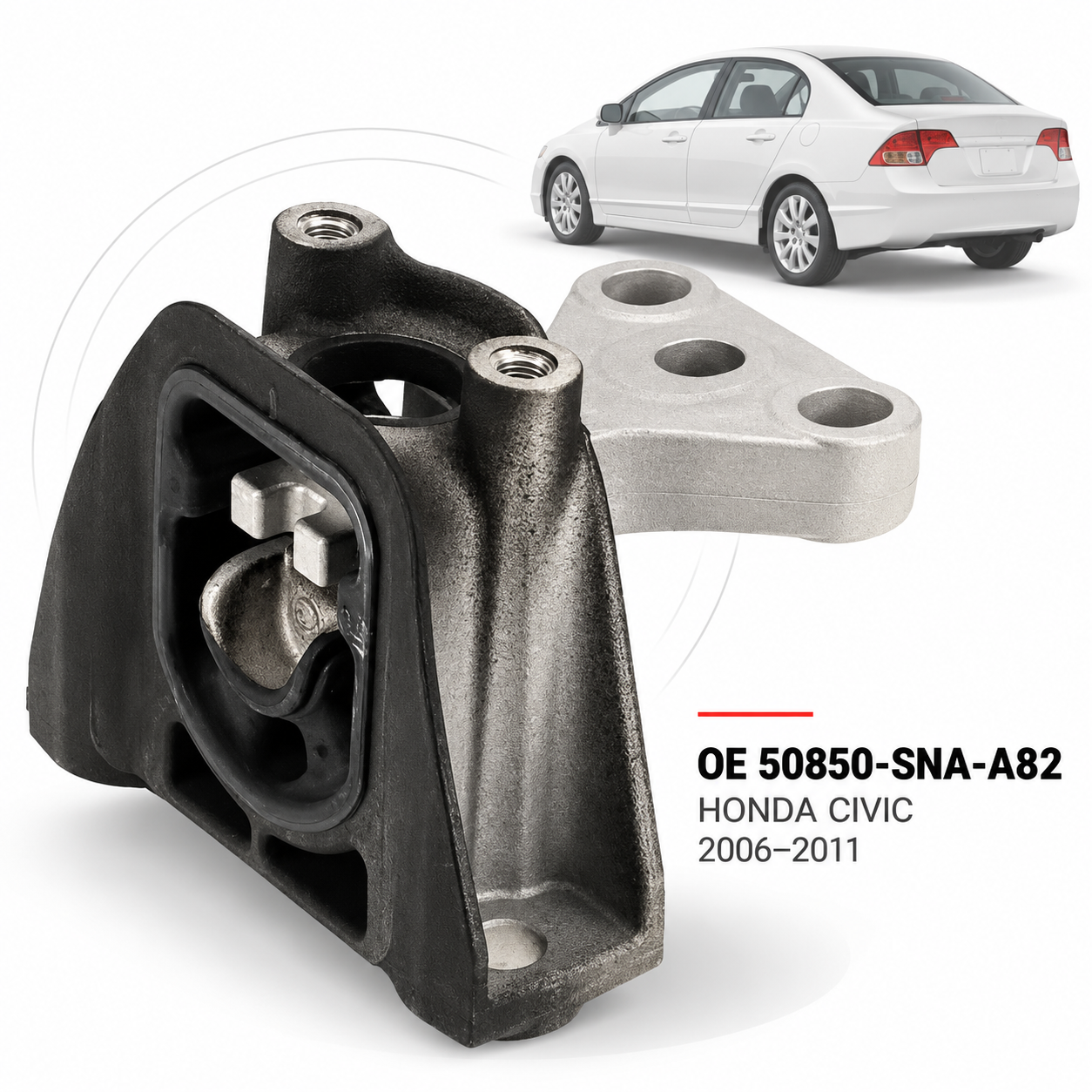 Premium Left Automatic Transmission Mount 50850-SNA-A82 for Honda Civic 2006-2011 1.8L Rubber Engine Support Replacement