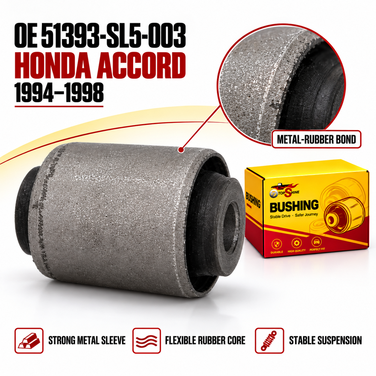 51393-SL5-003 Front Lower Control Arm Bushing for Honda Accord | Suspension Arm Rubber Bushing Wholesale