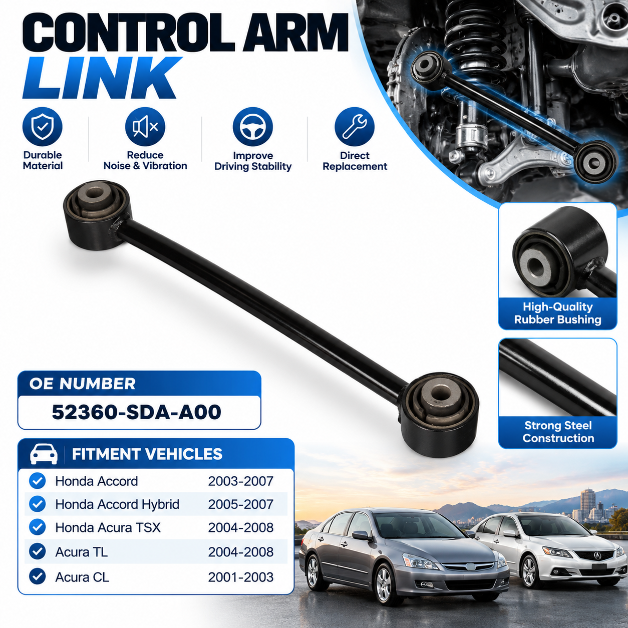 52360-SDA-A00 Rear Lower Control Arm for Honda Accord 2003-2007 Suspension Parts Wholesale