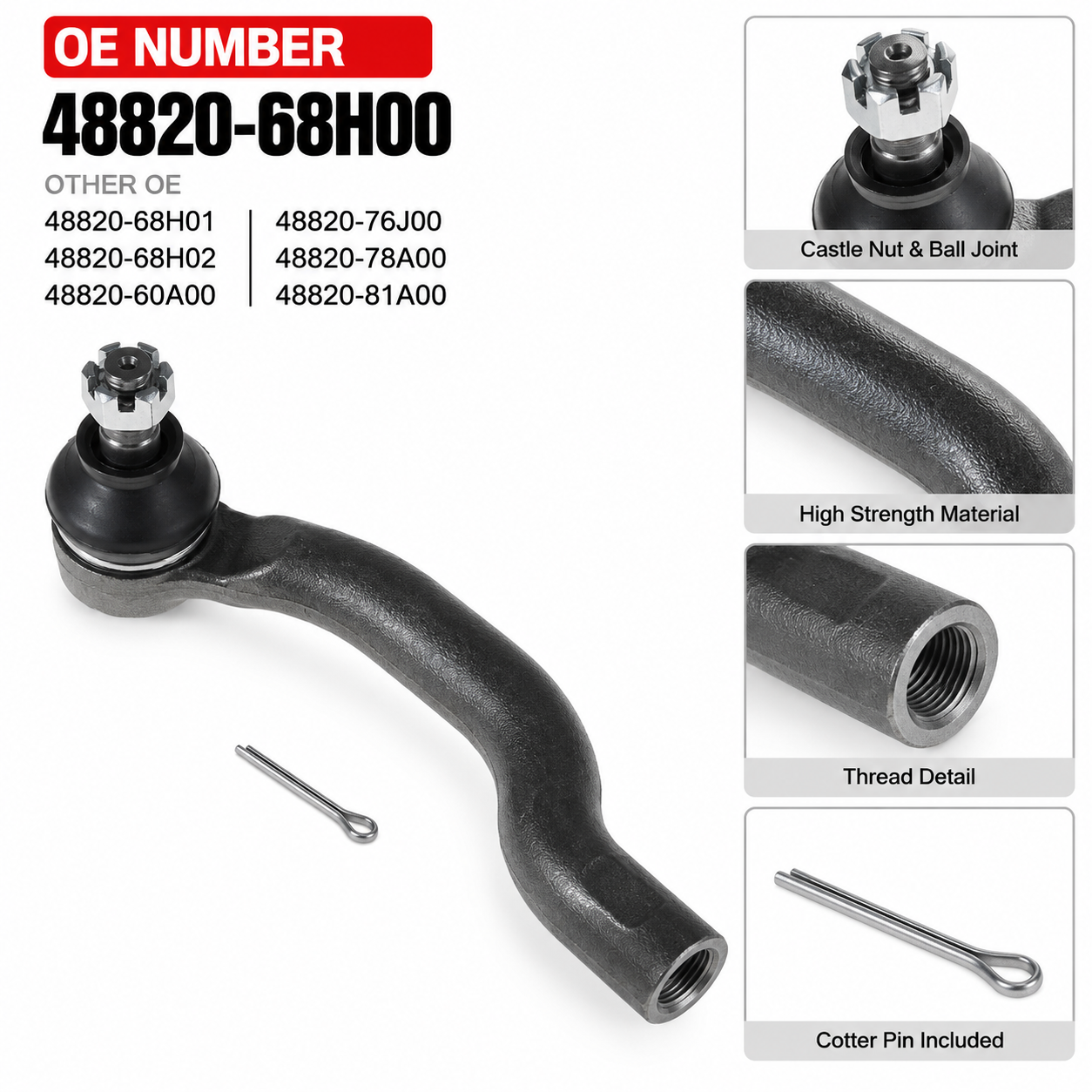 48820-68H00 Outer Tie Rod End for Suzuki Swift | Premium Steering Linkage Replacement Parts