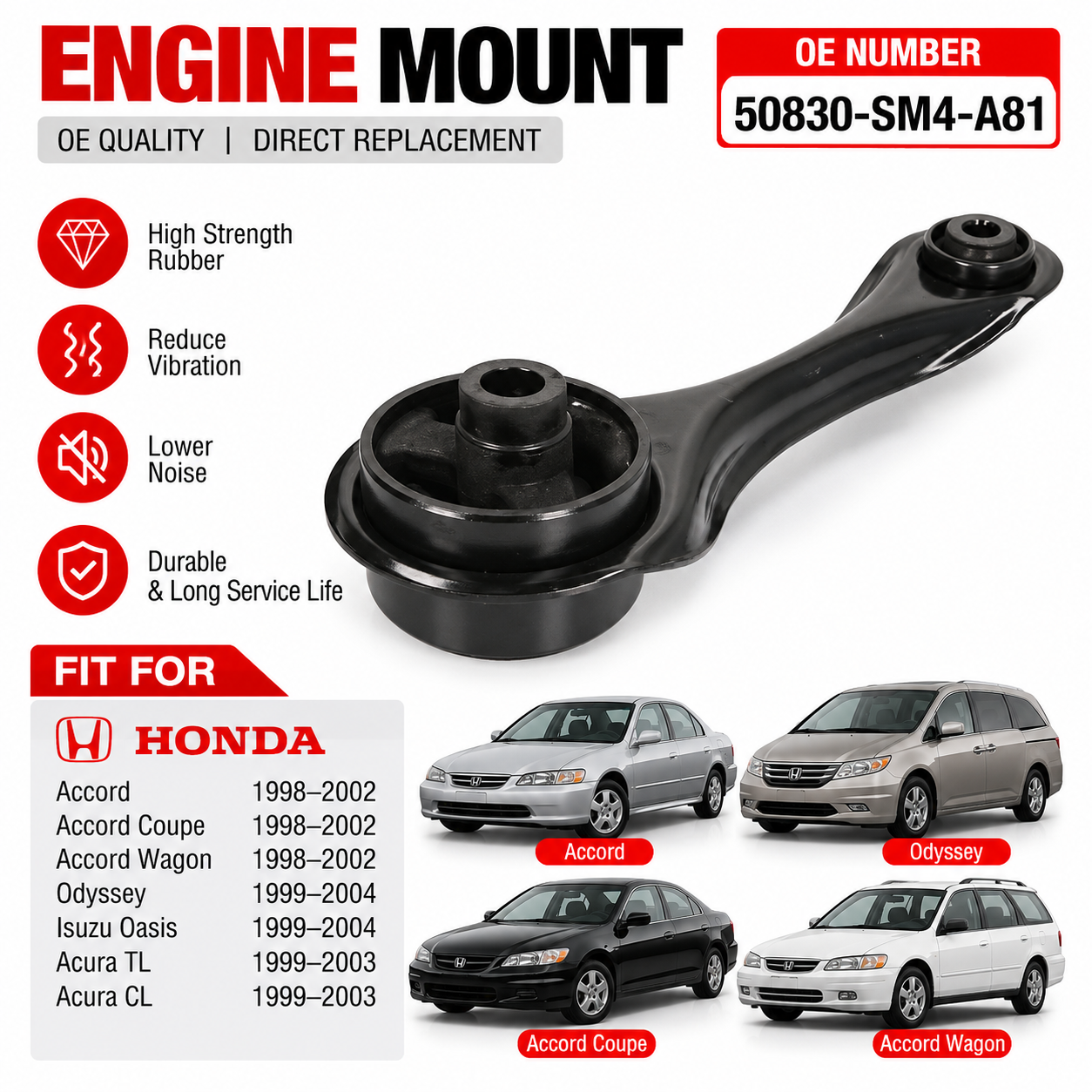 50830-SM4-A81 Rear Engine Motor Mount for Honda Accord | Aftermarket Rubber Mounting Parts Factory Wholesale