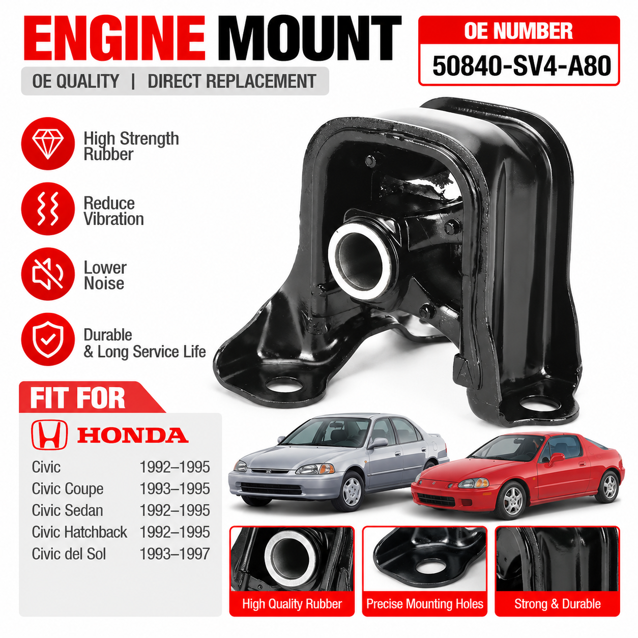 50840-SV4-A80 Engine Mount for Honda Accord | Aftermarket Motor Mount Replacement Wholesale Supplier