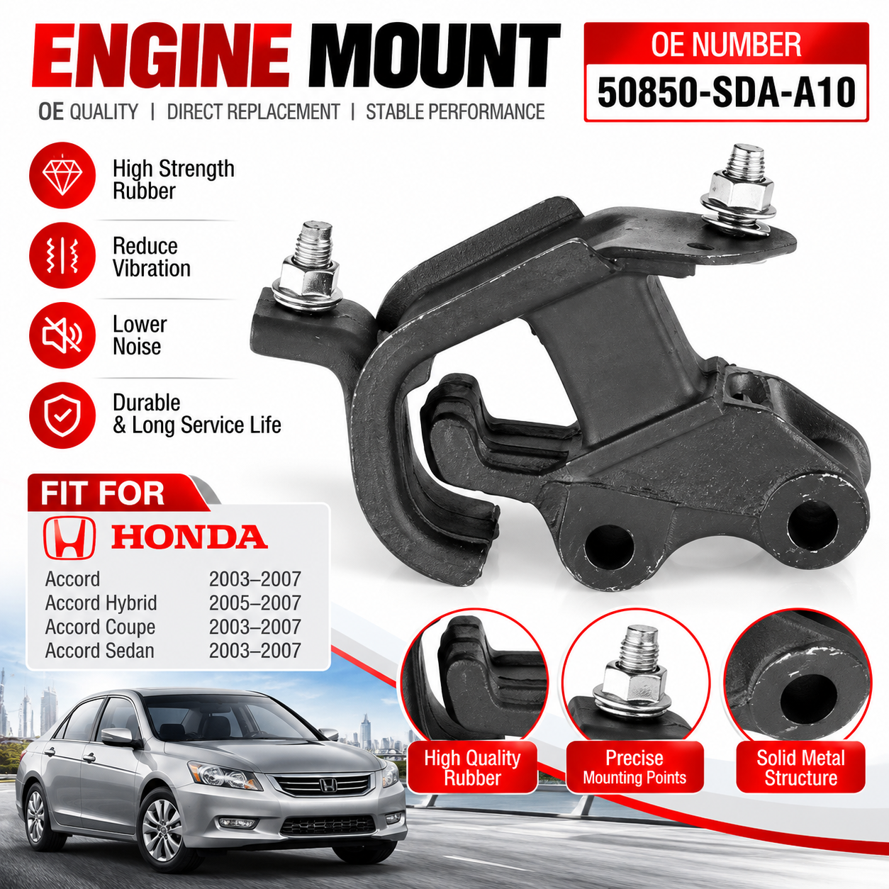 50850-SDA-A10 Front Transmission Mount for Honda Accord 2003–2007 | Aftermarket Gearbox Mount Supplier