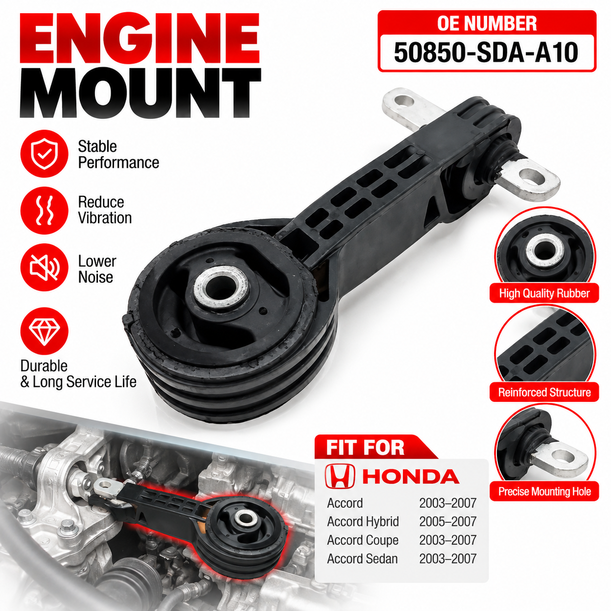 50880-SNA-A82 Engine Torque Mount for Honda Civic 2006–2011 | Aftermarket Motor Mount Wholesale