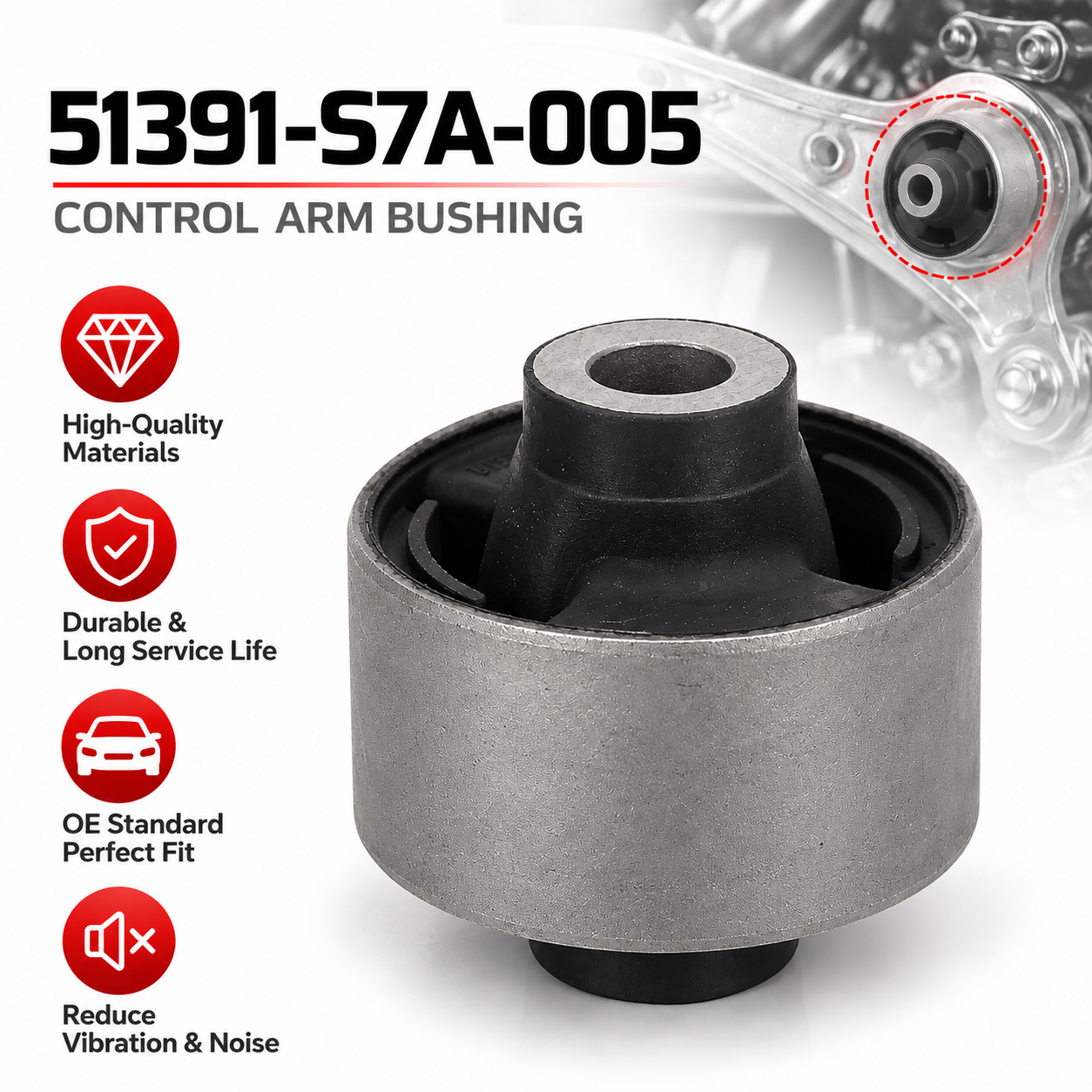 51391-S7A-005 Front Lower Control Arm Bushing for Honda Stream | Wholesale Suspension Parts Supplier