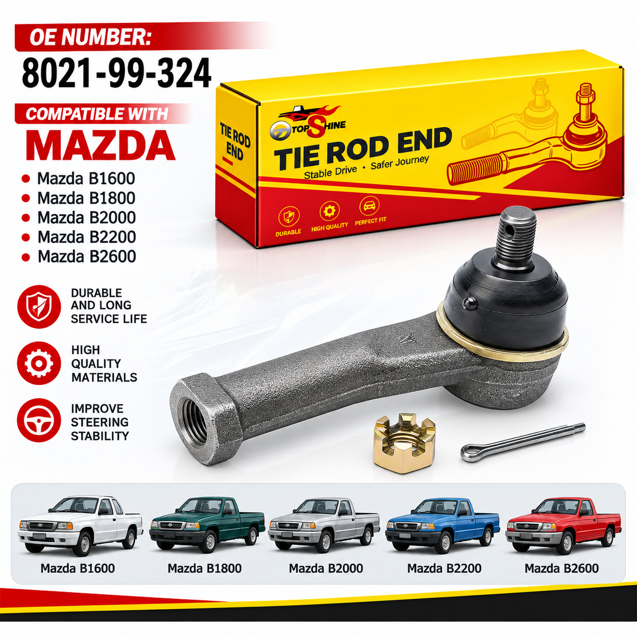 8021-99-324 Durable Outer Tie Rod End for Mazda Truck | Topshine